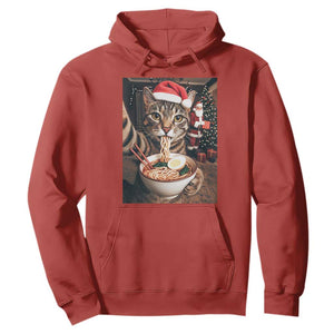 Funny Cat Ramen Selfie With Santa Christmas Hoodie TS14 Red Print Your Wear