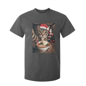 Funny Cat Ramen Selfie With Santa Christmas T Shirt For Kid TS14 Dark Heather Print Your Wear