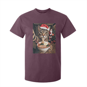 Funny Cat Ramen Selfie With Santa Christmas T Shirt For Kid TS14 Maroon Print Your Wear