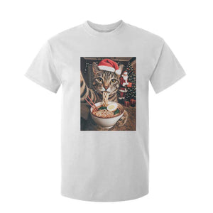 Funny Cat Ramen Selfie With Santa Christmas T Shirt For Kid TS14 White Print Your Wear