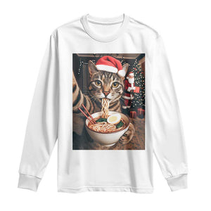 Funny Cat Ramen Selfie With Santa Christmas Long Sleeve Shirt TS14 White Print Your Wear