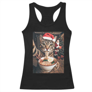Funny Cat Ramen Selfie With Santa Christmas Racerback Tank Top TS14 Black Print Your Wear