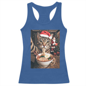 Funny Cat Ramen Selfie With Santa Christmas Racerback Tank Top TS14 Royal Blue Print Your Wear