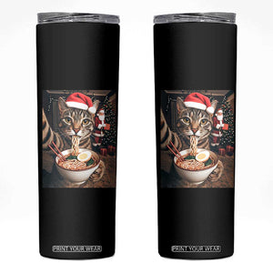 Funny Cat Ramen Selfie With Santa Christmas Skinny Tumbler TS14 Black Print Your Wear