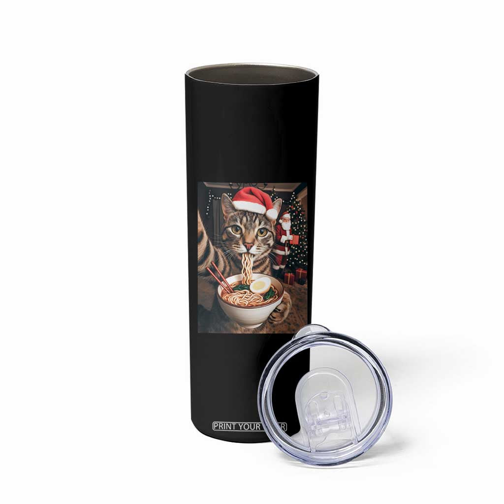 Funny Cat Ramen Selfie With Santa Christmas Skinny Tumbler TS14 Print Your Wear