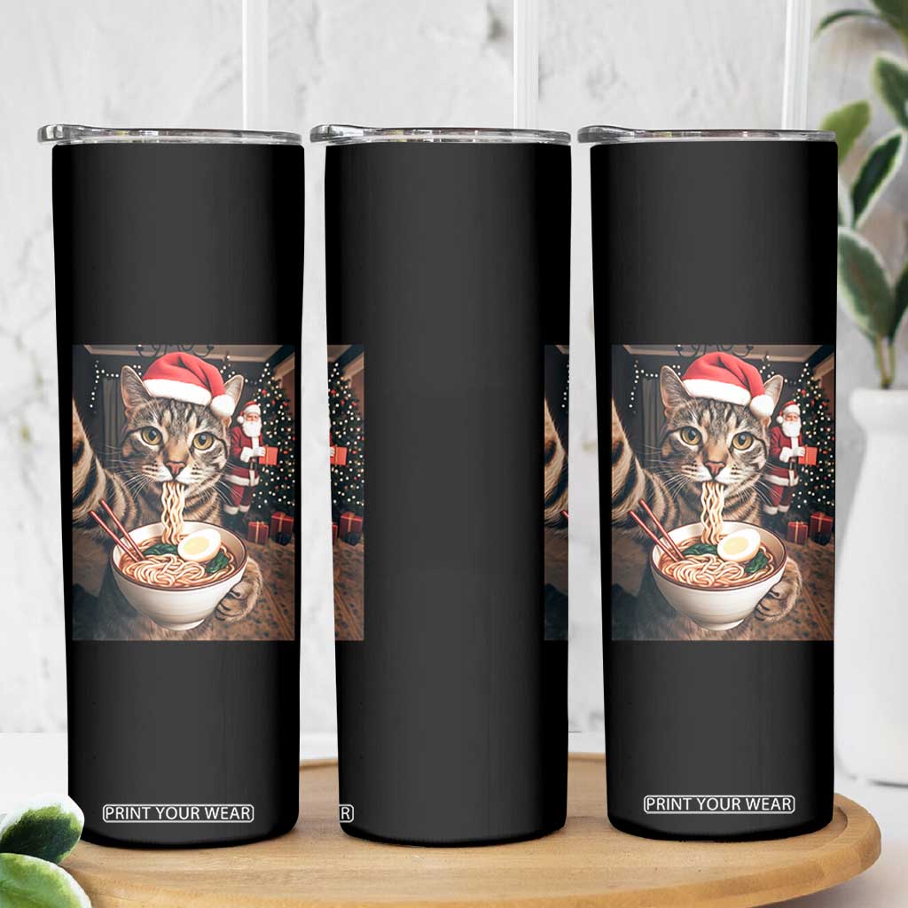 Funny Cat Ramen Selfie With Santa Christmas Skinny Tumbler TS14 Print Your Wear