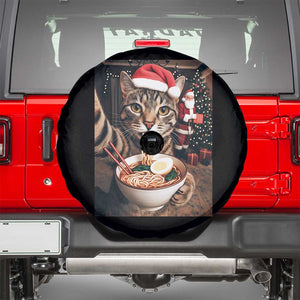 Funny Cat Ramen Selfie With Santa Christmas Spare Tire Cover - Print Your Wear