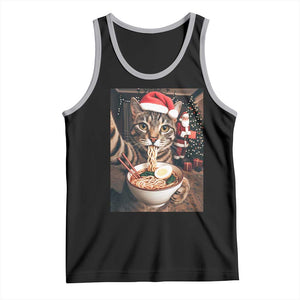 Funny Cat Ramen Selfie With Santa Christmas Tank Top TS14 Black Athletic Heather Print Your Wear