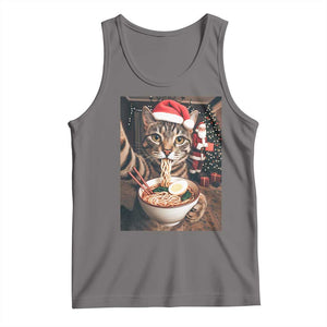 Funny Cat Ramen Selfie With Santa Christmas Tank Top TS14 Deep Heather Print Your Wear