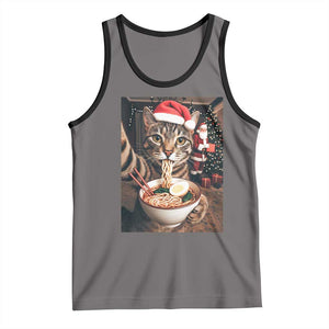 Funny Cat Ramen Selfie With Santa Christmas Tank Top TS14 Deep Heather Black Print Your Wear