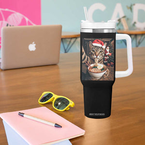 Funny Cat Ramen Selfie With Santa Christmas Tumbler With Handle TS14 Print Your Wear