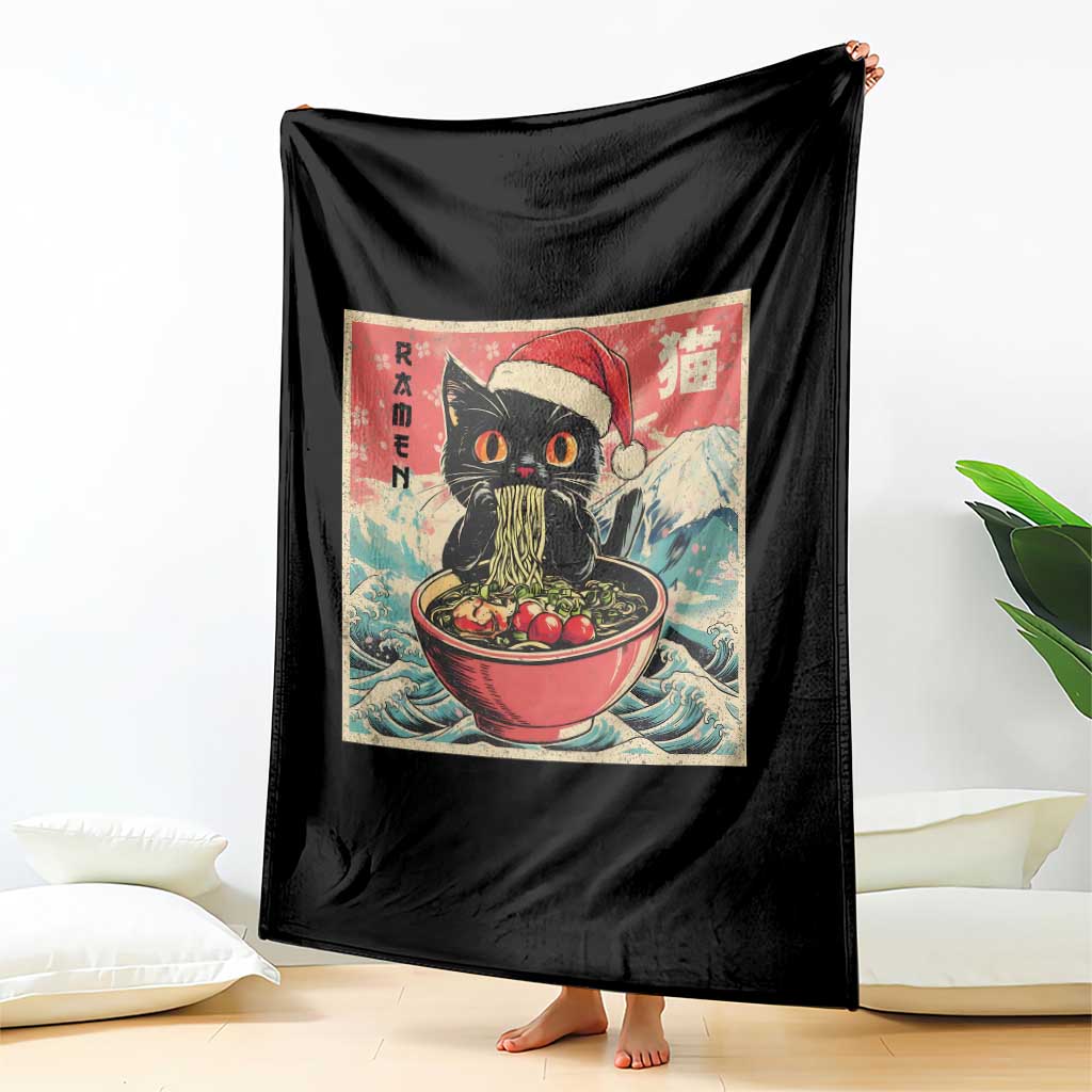 Cat Ramen Christmas Throw Blanket Japanese Kawaii Retro Cats Manga TS14 Print Your Wear