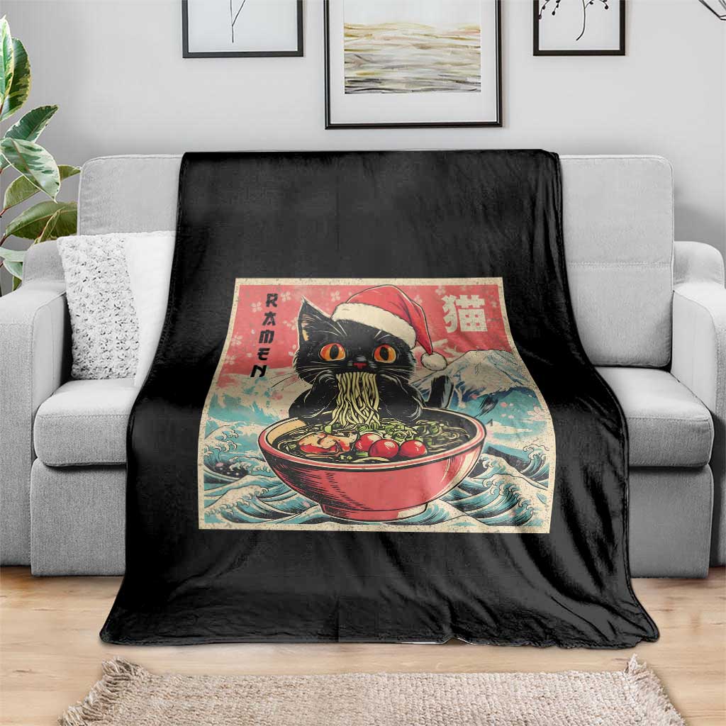 Cat Ramen Christmas Throw Blanket Japanese Kawaii Retro Cats Manga TS14 Print Your Wear
