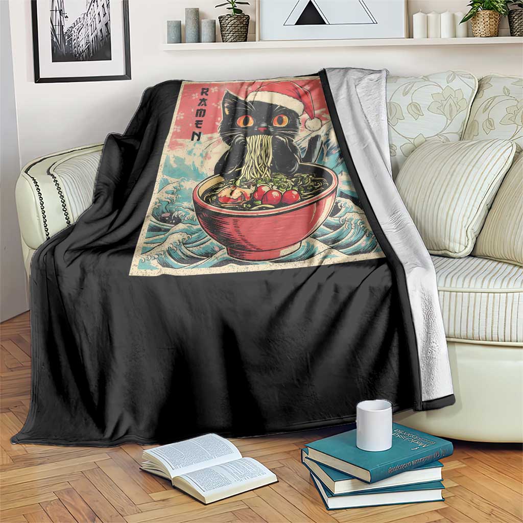 Cat Ramen Christmas Throw Blanket Japanese Kawaii Retro Cats Manga TS14 Print Your Wear