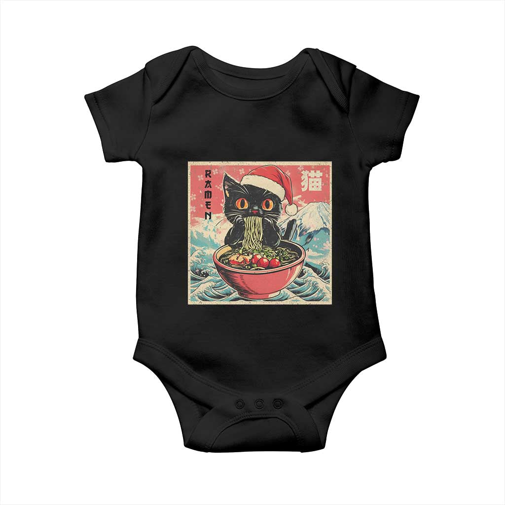 Cat Ramen Christmas Baby Onesie Japanese Kawaii Retro Cats Manga TS14 Black Print Your Wear