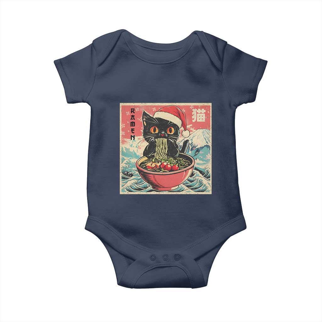 Cat Ramen Christmas Baby Onesie Japanese Kawaii Retro Cats Manga TS14 Navy Print Your Wear
