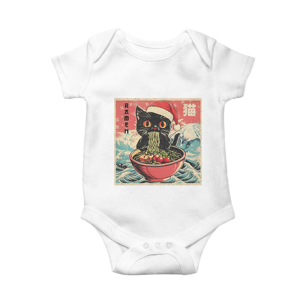 Cat Ramen Christmas Baby Onesie Japanese Kawaii Retro Cats Manga TS14 White Print Your Wear