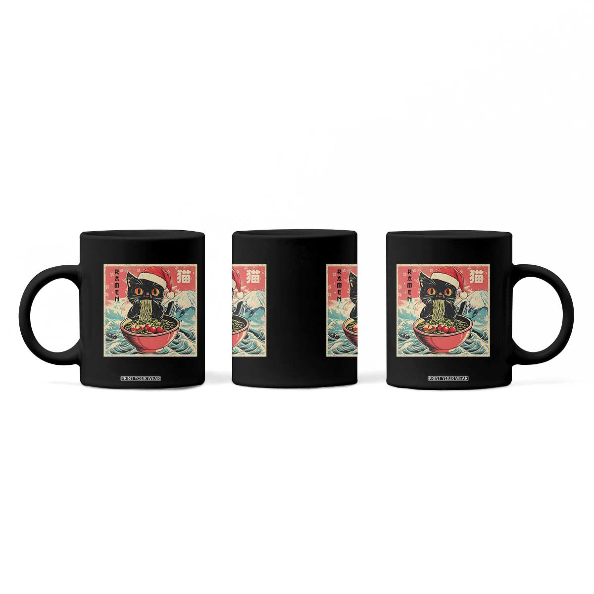 Cat Ramen Christmas Coffee Mug Japanese Kawaii Retro Cats Manga TS14 Print Your Wear