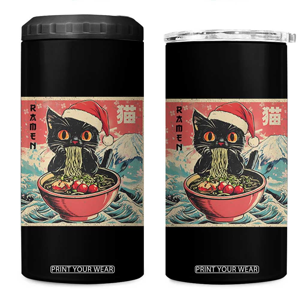 Cat Ramen Christmas 4 in 1 Can Cooler Tumbler Japanese Kawaii Retro Cats Manga TS14 One Size: 16 oz Black Print Your Wear
