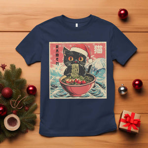 Cat Ramen Christmas T Shirt Japanese Kawaii Retro Cats Manga TS14 Navy Print Your Wear