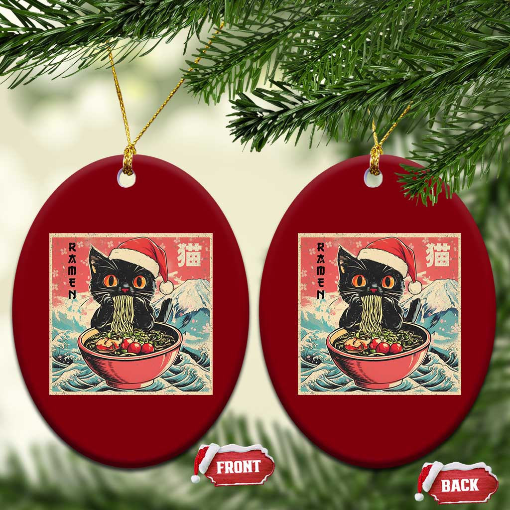 Cat Ramen Christmas Ceramic Ornament Japanese Kawaii Retro Cats Manga TS14 Print Your Wear