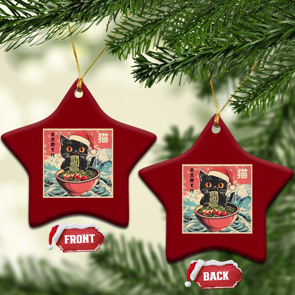 Cat Ramen Christmas Ceramic Ornament Japanese Kawaii Retro Cats Manga TS14 Print Your Wear