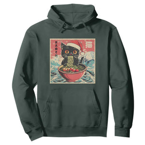 Cat Ramen Christmas Hoodie Japanese Kawaii Retro Cats Manga TS14 Dark Forest Green Print Your Wear