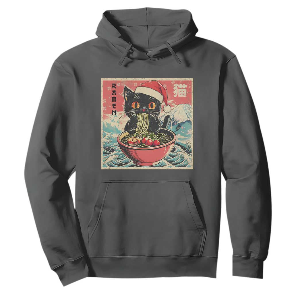 Cat Ramen Christmas Hoodie Japanese Kawaii Retro Cats Manga TS14 Dark Heather Print Your Wear