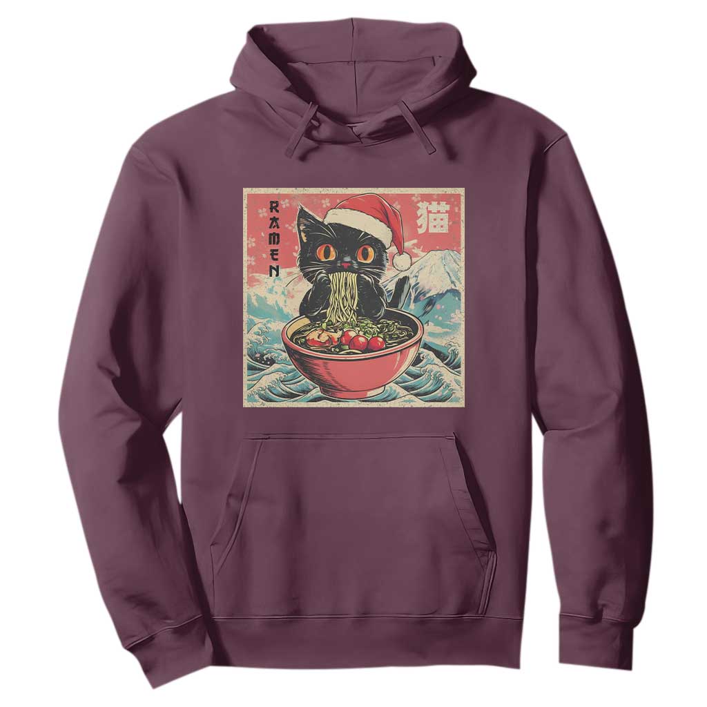 Cat Ramen Christmas Hoodie Japanese Kawaii Retro Cats Manga TS14 Maroon Print Your Wear