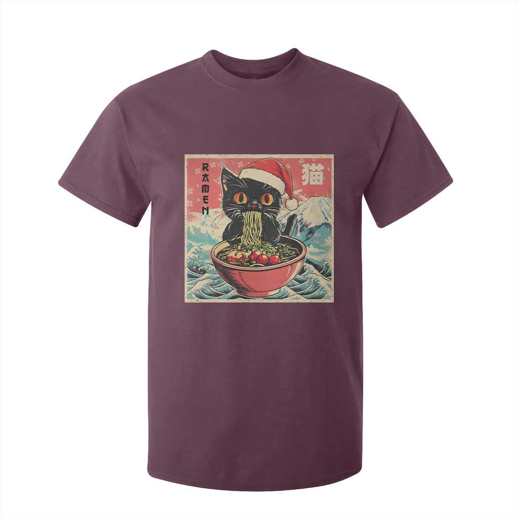 Cat Ramen Christmas T Shirt For Kid Japanese Kawaii Retro Cats Manga TS14 Maroon Print Your Wear