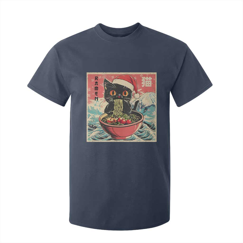 Cat Ramen Christmas T Shirt For Kid Japanese Kawaii Retro Cats Manga TS14 Navy Print Your Wear