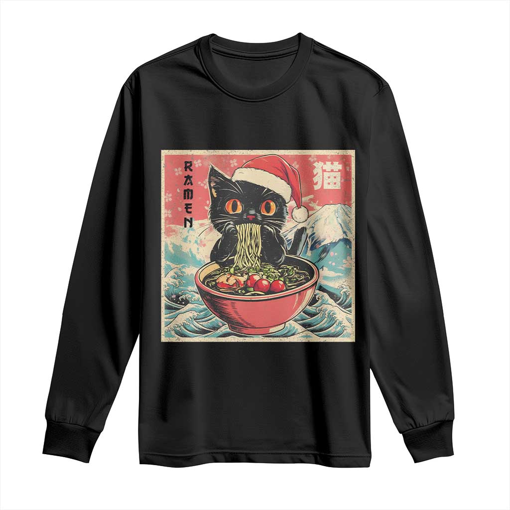 Cat Ramen Christmas Long Sleeve Shirt Japanese Kawaii Retro Cats Manga TS14 Black Print Your Wear