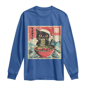 Cat Ramen Christmas Long Sleeve Shirt Japanese Kawaii Retro Cats Manga TS14 Royal Blue Print Your Wear
