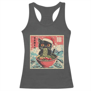 Cat Ramen Christmas Racerback Tank Top Japanese Kawaii Retro Cats Manga TS14 Dark Heather Print Your Wear