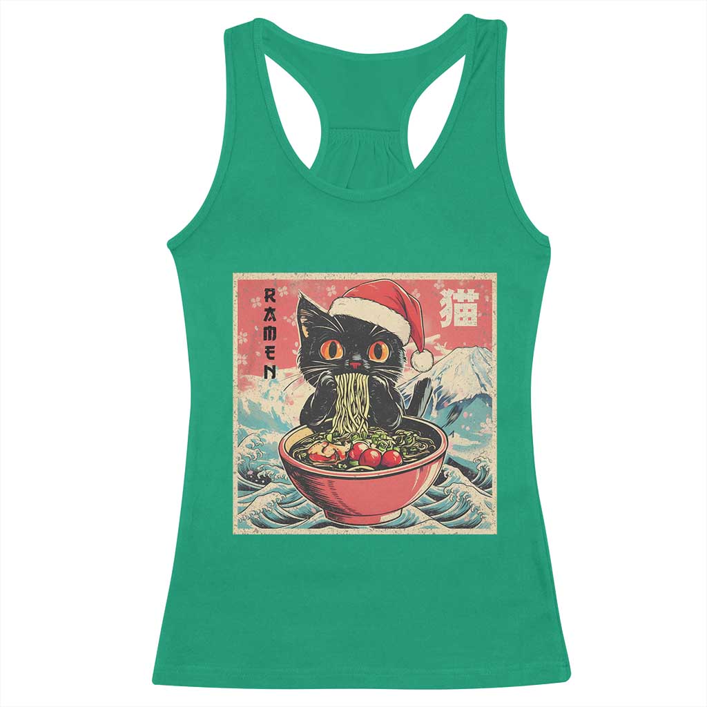 Cat Ramen Christmas Racerback Tank Top Japanese Kawaii Retro Cats Manga TS14 Irish Green Print Your Wear