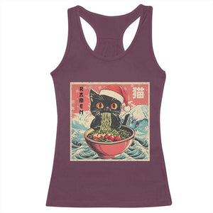 Cat Ramen Christmas Racerback Tank Top Japanese Kawaii Retro Cats Manga TS14 Maroon Print Your Wear