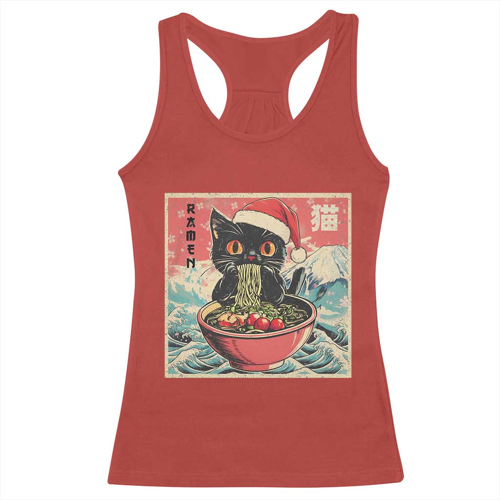 Cat Ramen Christmas Racerback Tank Top Japanese Kawaii Retro Cats Manga TS14 Red Print Your Wear