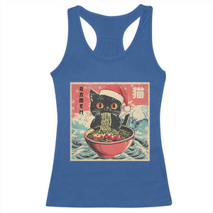Cat Ramen Christmas Racerback Tank Top Japanese Kawaii Retro Cats Manga TS14 Royal Blue Print Your Wear
