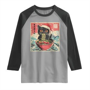 Cat Ramen Christmas Raglan Shirt Japanese Kawaii Retro Cats Manga TS14 Sport Gray Black Print Your Wear