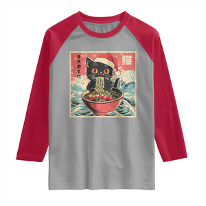Cat Ramen Christmas Raglan Shirt Japanese Kawaii Retro Cats Manga TS14 Sport Gray Red Print Your Wear