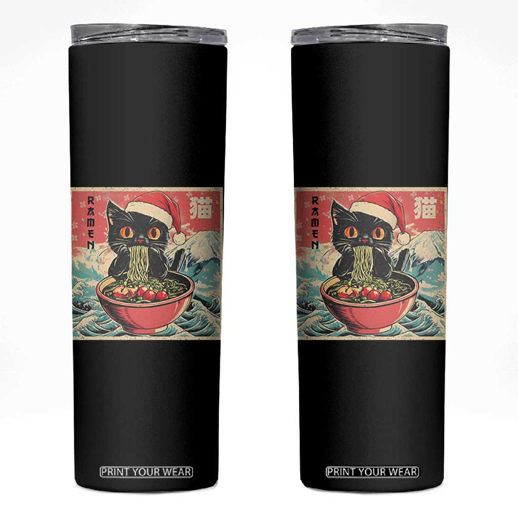 Cat Ramen Christmas Skinny Tumbler Japanese Kawaii Retro Cats Manga TS14 Black Print Your Wear