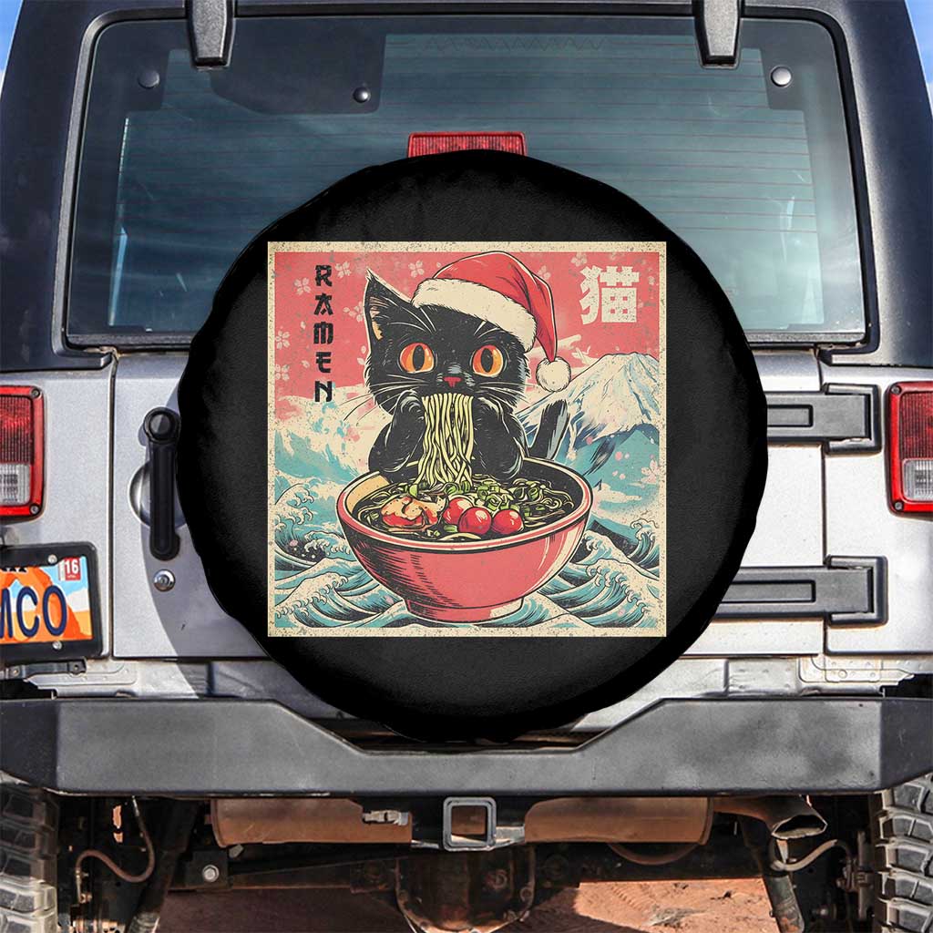 Cat Ramen Christmas Spare Tire Cover Japanese Kawaii Retro Cats Manga TS14 No hole Black Print Your Wear