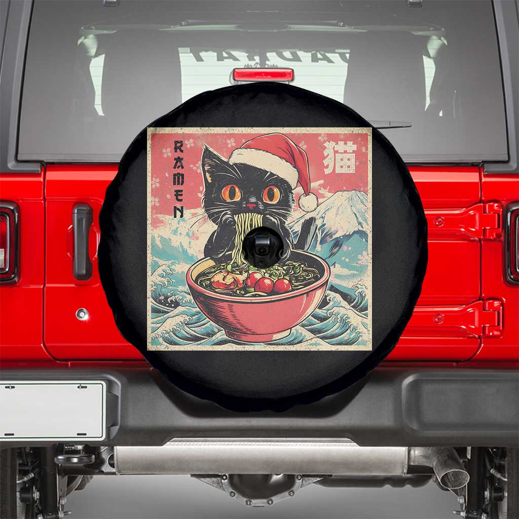 Cat Ramen Christmas Spare Tire Cover Japanese Kawaii Retro Cats Manga TS14 Black Print Your Wear