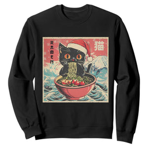 Cat Ramen Christmas Sweatshirt Japanese Kawaii Retro Cats Manga TS14 Black Print Your Wear