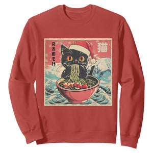 Cat Ramen Christmas Sweatshirt Japanese Kawaii Retro Cats Manga TS14 Red Print Your Wear