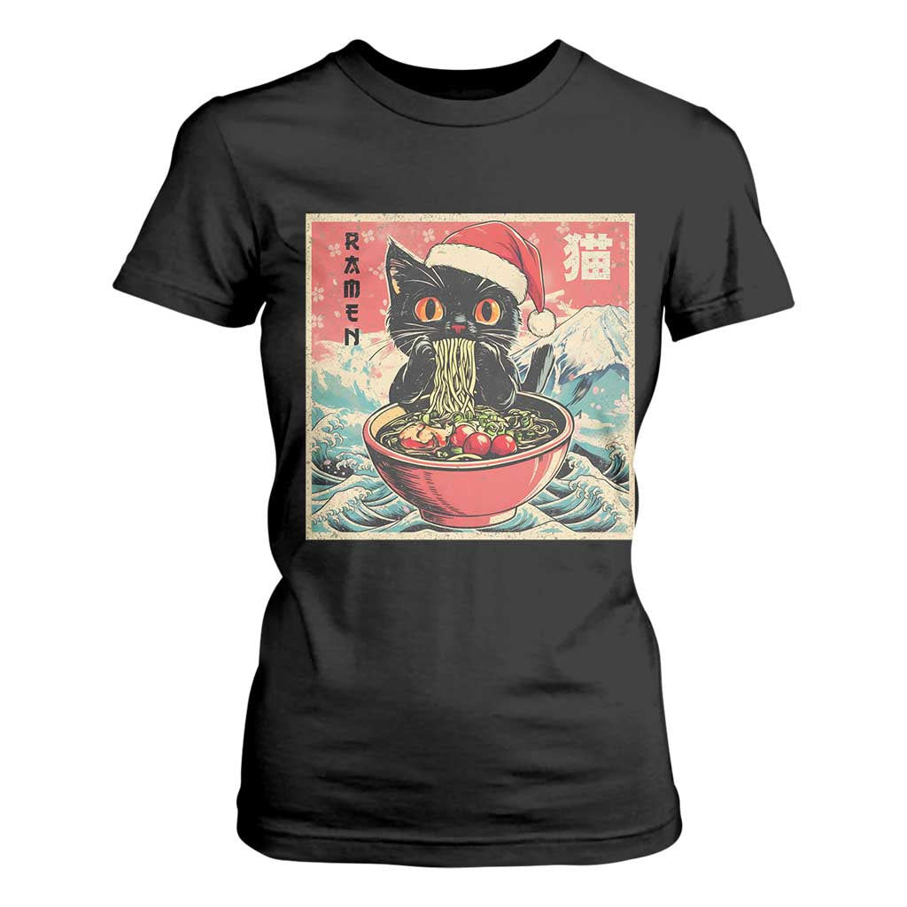Cat Ramen Christmas T Shirt For Women Japanese Kawaii Retro Cats Manga TS14 Black Print Your Wear