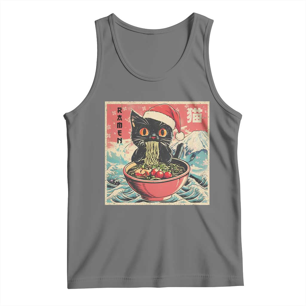 Cat Ramen Christmas Tank Top Japanese Kawaii Retro Cats Manga TS14 Black Heather Print Your Wear