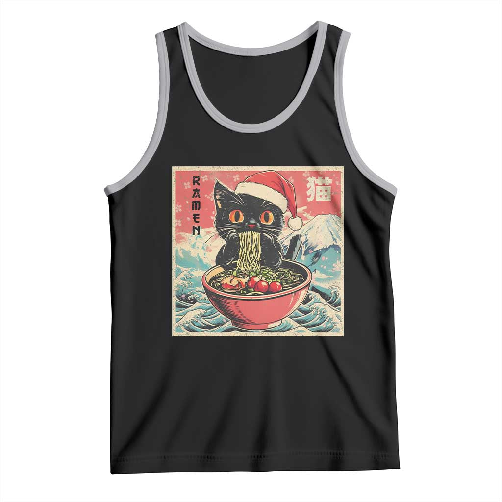 Cat Ramen Christmas Tank Top Japanese Kawaii Retro Cats Manga TS14 Black Athletic Heather Print Your Wear