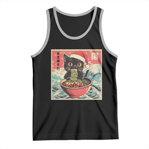 Cat Ramen Christmas Tank Top Japanese Kawaii Retro Cats Manga TS14 Black Athletic Heather Print Your Wear