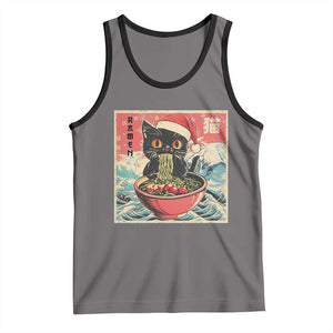 Cat Ramen Christmas Tank Top Japanese Kawaii Retro Cats Manga TS14 Deep Heather Black Print Your Wear